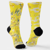 Fünf Phönixe im chinesischen gelben Blumenmuster  Socken (Gewinkelt)
