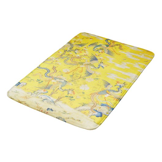 Fünf Phönixe in Gartenchinesischer Gelbblüte Badematte (Schrägansicht)