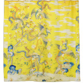 Fünf Phönixe in Gartenchinesischer Gelbblüte Duschvorhang (Vorderseite)