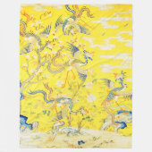 Fünf Phönixe in Gartenchinesischer Gelbblüte Fleecedecke (Vorderseite)