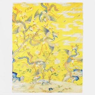 Fünf Phönixe in Gartenchinesischer Gelbblüte Fleecedecke