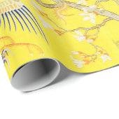 Fünf Phönixe in Gartenchinesischer Gelbblüte Geschenkpapier (Rolleneckpunkt)