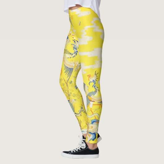 Fünf Phönixe in Gartenchinesischer Gelbblüte Leggings (Links)
