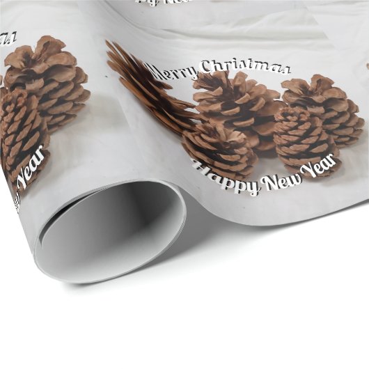 Fünf Pinecones frohe Weihnachten Glück Neues Jahr Geschenkpapier (Rolleneckpunkt)