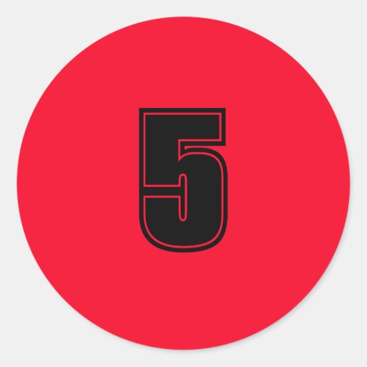 Fünf Planungen für einfache 5 rote schwarz Runder Aufkleber (Vorderseite)