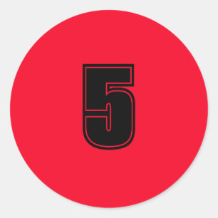 Fünf Planungen für einfache 5 rote schwarz Runder Aufkleber