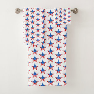 Fünf-Punkte-Stern mit amerikanischer Flagge Badhandtuch Set