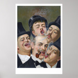 Fünf Raucher spielen Karten Poster