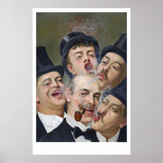 Fünf Raucher spielen Karten Poster (Vorne)