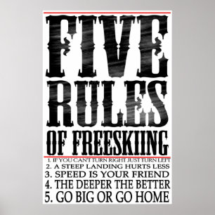 fünf Regeln für das Freeskiing Poster