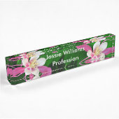 Fünf rosa Blume Namensplakette
