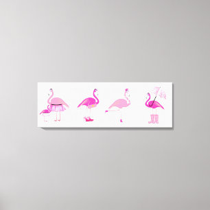 Fünf rosa Flamingos - eingewickelter Leinwand
