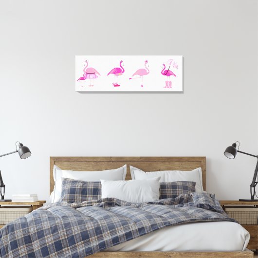 Fünf rosa Flamingos - Wrapped Canvas Leinwanddruck (Insitu (Schlafzimmer))