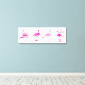 Fünf rosa Flamingos - Wrapped Canvas Leinwanddruck (Insitu (Holzboden))