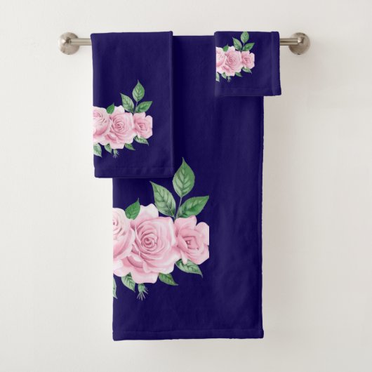 Fünf rosa Rosen Badhandtuch Set (Insitu)