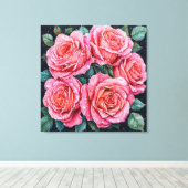 Fünf rosa Rosen Leinwanddruck (Insitu (Holzboden))