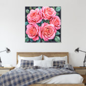Fünf rosa Rosen Leinwanddruck (Insitu (Schlafzimmer))