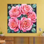 Fünf rosa Rosen Leinwanddruck (Insitu (Wohnzimmer))