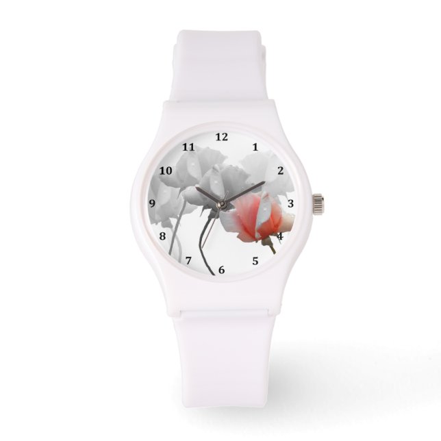 Fünf Rose mit Zahlen überwachen Armbanduhr (Vorderseite)