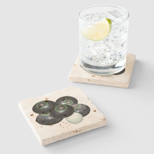 fünf Schachteln mit schwarzem Rasen und Jack, Steinuntersetzer (Seitenansicht)