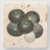 fünf Schachteln mit schwarzem Rasen und Jack, Steinuntersetzer (Vorderseite)