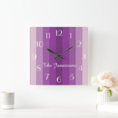 Fünf Schatten von Lila, Uhr, personalisiert Quadratische Wanduhr (Zuhause)