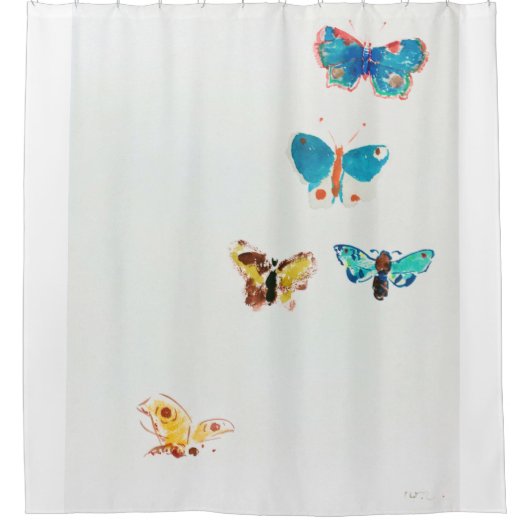 Fünf Schmetterlinge, Redon Duschvorhang (Vorderseite)