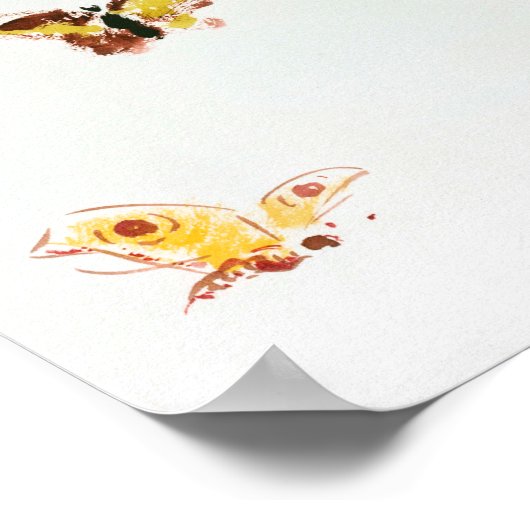 Fünf Schmetterlinge, Redon Poster (Ecke)