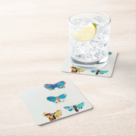 Fünf Schmetterlinge, Redon Rechteckiger Pappuntersetzer (Vor Ort)