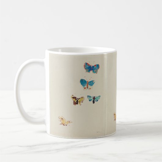 Fünf Schmetterlinge von Odilon Redon Kaffeetasse (Links)