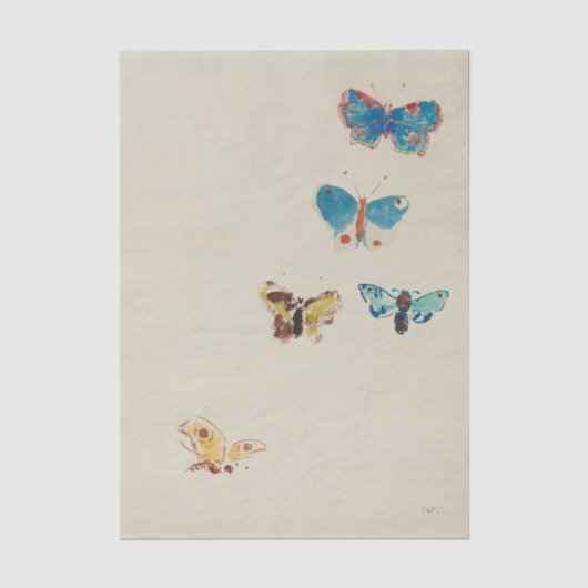 Fünf Schmetterlinge von Odilon Redon Seidenpapier (Vorderseite)