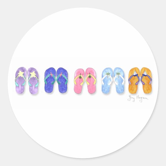 Fünf Seiten Flip-Flops-Aufkleber Runder Aufkleber (Vorderseite)