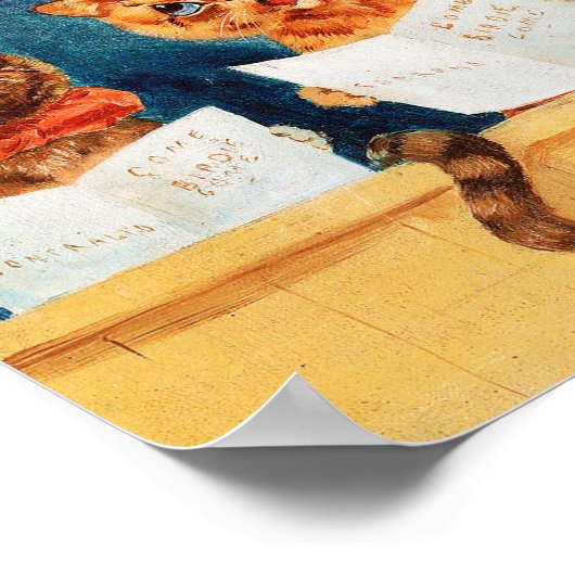 Fünf singende Katzen, Louis Wain Poster (Ecke)