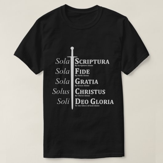 Fünf Solas reformiert Christlich T-Shirt (Design vorne)