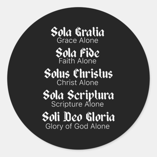 Fünf Solas reformierten die protestantische Theolo Runder Aufkleber (Vorderseite)