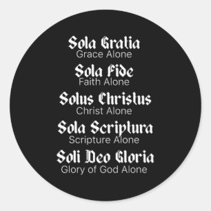 Fünf Solas reformierten die protestantische Theolo Runder Aufkleber