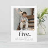 Fünf - Square Foto Geburtstagseinladung Einladung (Stehend Vorderseite)