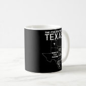 Fünf Staaten Texas - Karten von Dallas Houston Aus Kaffeetasse (VorderseiteRechts)