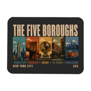 Fünf Stadtbezirke New York City NYC Illustration R Magnet