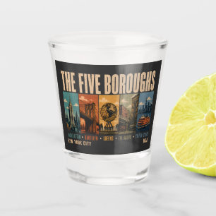 Fünf Stadtbezirke New York City NYC Illustration R Schnapsglas