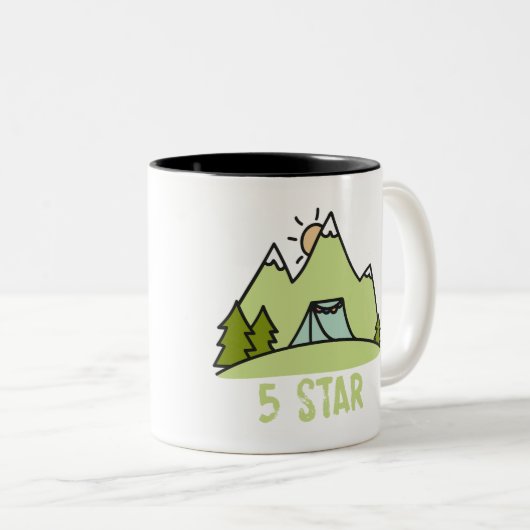 Fünf-Sterne-Camping Zweifarbige Tasse (VorderseiteRechts)