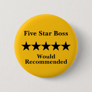 Fünf-Sterne-Chef-Button-Abzeichen Empfohlen Button