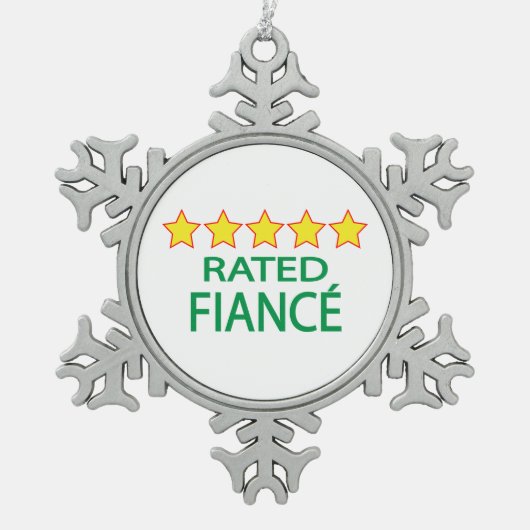 Fünf-Sterne-Fiancé Schneeflocken Zinn-Ornament (Vorderseite)