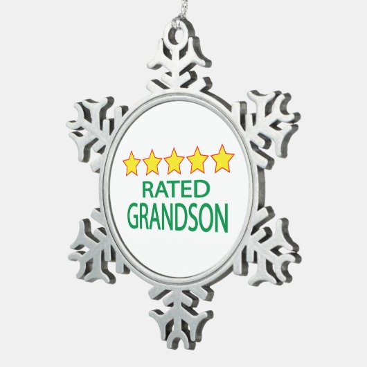 Fünf Sterne Grandson Schneeflocken Zinn-Ornament (Rechts)