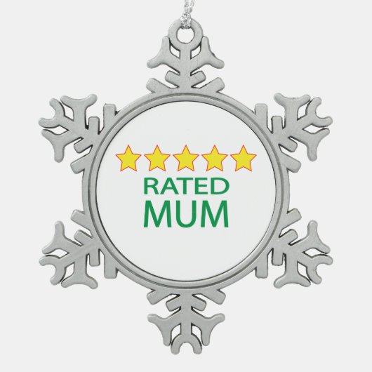 Fünf-Sterne-Mama Schneeflocken Zinn-Ornament (Vorderseite)