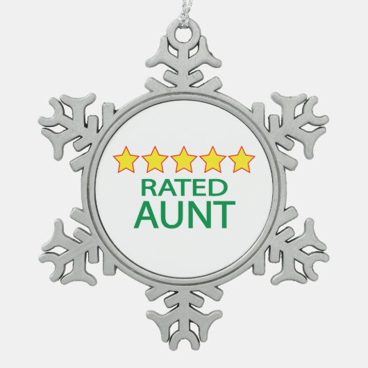 Fünf-Sterne-Tante Schneeflocken Zinn-Ornament (Vorderseite)