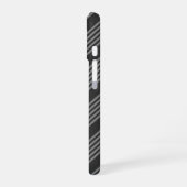Fünf Streifen, grau und kohlefrei iPhone 16 Hülle (Linke Seite)