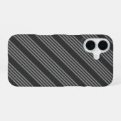Fünf Streifen, grau und kohlefrei iPhone 16 Hülle (Rückseite (Horizontal))