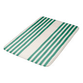 Fünf Streifen, grün und beige Badematte (Schrägansicht)