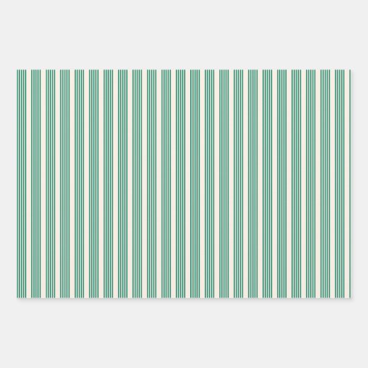 Fünf Streifen, grün und beige Geschenkpapier Set (Vorderseite 3)